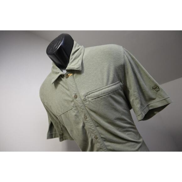 Mountain HardWear Button Up Shirt Green Poly-Cotton Stretch Mens Size Medium - Picture 1 of 9